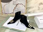 Balenciaga Black BB Velvet Leather Ankle Boots - 4