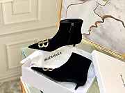 Balenciaga Black BB Velvet Leather Ankle Boots - 3