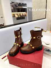 Valentino Garavani Roman Stud leather brown boots - 6