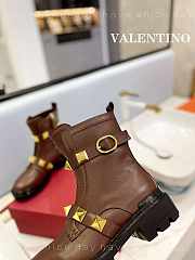 Valentino Garavani Roman Stud leather brown boots - 4