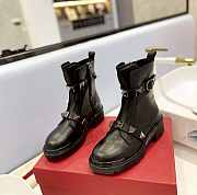 Valentino Garavani Roman Stud leather black silver boots - 1