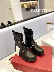 Valentino Garavani Roman Stud leather black silver boots - 4