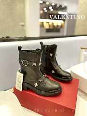 Valentino Garavani Roman Stud leather black silver boots - 3