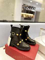 Valentino Garavani Roman Stud leather black gold boots - 6