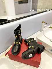 Valentino Garavani Roman Stud leather black gold boots - 5