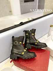 Valentino Garavani Roman Stud leather black gold boots - 3