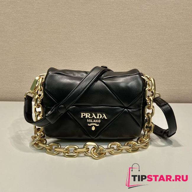 Prada System Nappa Patchwork Shoulder Bag Black Size 21 x 15 x 6.5 cm - 1