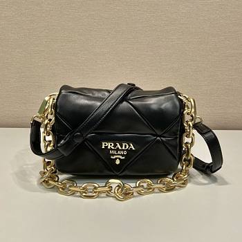Prada System Nappa Patchwork Shoulder Bag Black Size 21 x 15 x 6.5 cm