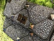 Valentino Garavani - Crystal Embellished Roman Stud Shoulder Bag In Black 24 x 16 x 8 cm - 5