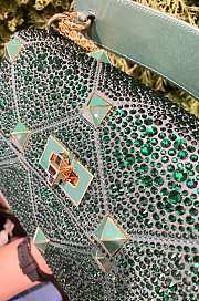 Valentino Garavani - Crystal Embellished Roman Stud Shoulder Bag In Green 24 x 16 x 8 cm - 2
