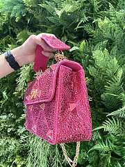 Valentino Garavani - Crystal Embellished Roman Stud Shoulder Bag In Pink 24 x 16 x 8 cm - 2