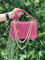 Valentino Garavani - Crystal Embellished Roman Stud Shoulder Bag In Pink 24 x 16 x 8 cm - 5