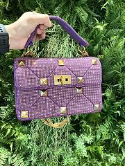 Valentino Garavani - Crystal Embellished Roman Stud Shoulder Bag In Purple 24 x 16 x 8 cm - 1