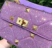 Valentino Garavani - Crystal Embellished Roman Stud Shoulder Bag In Purple 24 x 16 x 8 cm - 5