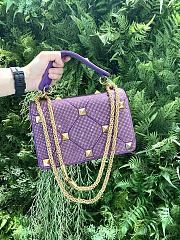 Valentino Garavani - Crystal Embellished Roman Stud Shoulder Bag In Purple 24 x 16 x 8 cm - 4