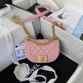 Chanel Mini Boy Messenger Bag Pink Light AS3315 size 15x9.5x4.5 cm