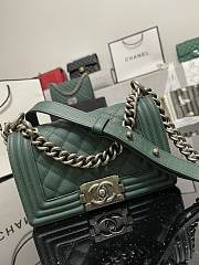 Chanel Boy Bag Silver Hardware Green Bag 67085 Size 20cm - 6