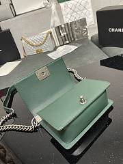 Chanel Boy Bag Silver Hardware Green Bag 67085 Size 20cm - 2