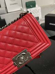 Chanel Boy Bag Silver Hardware Red Bag 67085 Size 20cm - 6