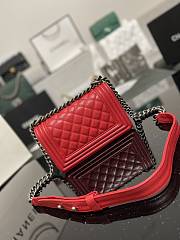 Chanel Boy Bag Silver Hardware Red Bag 67085 Size 20cm - 4