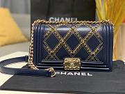 Chanel Boy Bag Latest Bag Navy Blue 67086 Size 25cm - 1
