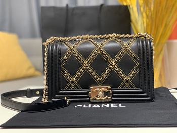 Chanel Boy Bag Latest Bag Navy Black 67086 Size 25cm