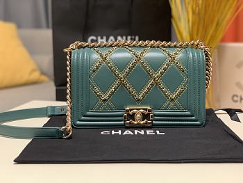 Chanel Boy Bag Latest Bag Green 67086 Size 25cm