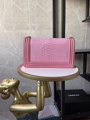 Chanel Boy Flap Bag Python Old Medium Pink 67086 Size 25×16×9cm - 5
