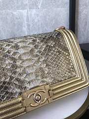 Chanel Boy Flap Bag Python Old Medium Gold 67086 Size 25×16×9cm - 2