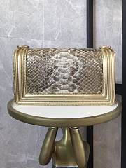Chanel Boy Flap Bag Python Old Medium Gold 67086 Size 25×16×9cm - 4
