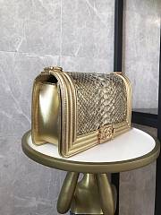 Chanel Boy Flap Bag Python Old Medium Gold 67086 Size 25×16×9cm - 6