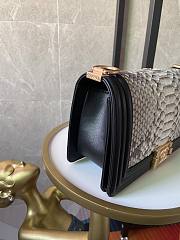 Chanel Boy Flap Bag Python Old Medium Snake Leather Grey 67086 Size 25×16×9cm - 5