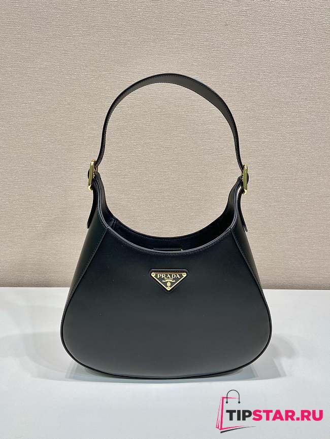 Prada Cleo Brushed Leather Shoulder Black Bag Size 27x19x5 cm - 1