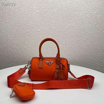 Prada Cleo Brushed Leather Shoulder Orange Bag Size 27x19x5 cm
