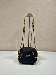 Prada Paffuto Padded Shoulder Bag Black 1BD632 Size 19 x 14 x 6 cm - 1