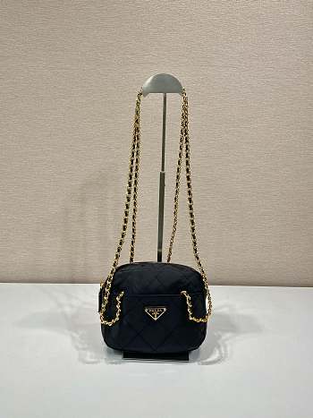 Prada Paffuto Padded Shoulder Bag Black 1BD632 Size 19 x 14 x 6 cm