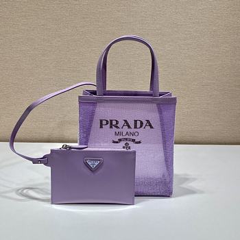 Prada Tote Purple Bag 1BG417 Size 20 x 22 x 8 cm 