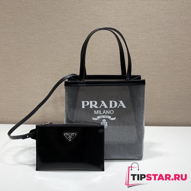 Prada Tote Black Bag 1BG417 Size 20 x 22 x 8 cm  - 1