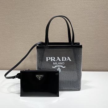 Prada Tote Black Bag 1BG417 Size 20 x 22 x 8 cm 