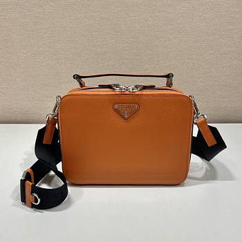 Prada Men Brique Saffiano Leather Bag-Orange Size 16x6x22 cm 