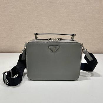 Prada Men Brique Saffiano Leather Bag-Gray Size 16x6x22 cm 