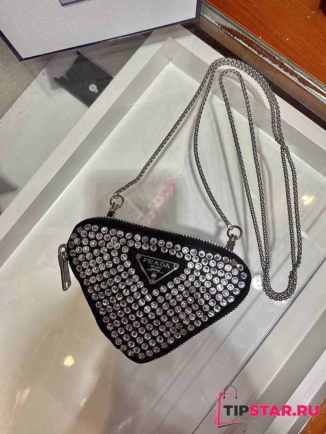 Prada crystal-embellished triangle bag 451231 Size 13x10x2.5 cm - 1