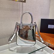 Prada Small Brushed Leather Tote 1BA331 Silver Size 15x17.5x5 cm - 5