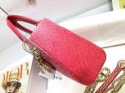 Dior Lady Mini Metallic Red Gradient Lambskin with Bead Embroidery Size 17×15×7cm - 6