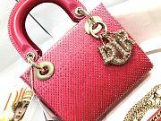 Dior Lady Mini Metallic Red Gradient Lambskin with Bead Embroidery Size 17×15×7cm - 5