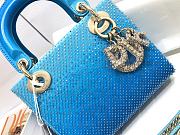 Dior Lady Mini Metallic Blue Gradient Lambskin with Bead Embroidery Size 17×15×7cm - 6