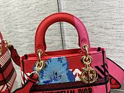 Dior Medium Lady D-Lite Bag Bright Pink Multicolor D-Flower Pop Embroidery 65123185 Size 24cm - 6