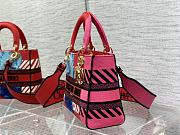 Dior Medium Lady D-Lite Bag Bright Pink Multicolor D-Flower Pop Embroidery 65123185 Size 24cm - 4