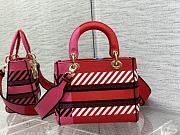 Dior Medium Lady D-Lite Bag Bright Pink Multicolor D-Flower Pop Embroidery 65123185 Size 24cm - 3