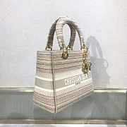 Dior Medium Lady D-Lite Bag Cloud Color Strips Gold Buckle Cannage Embroidery Size 24x20x11 cm - 4